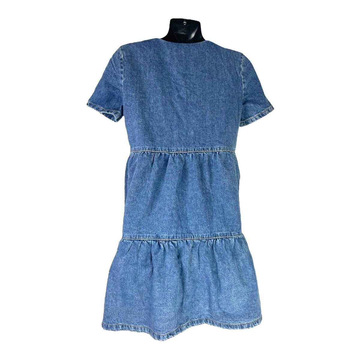 Divided Denim Smock Dress Tiered 100% Cotton Women's UK Size XS