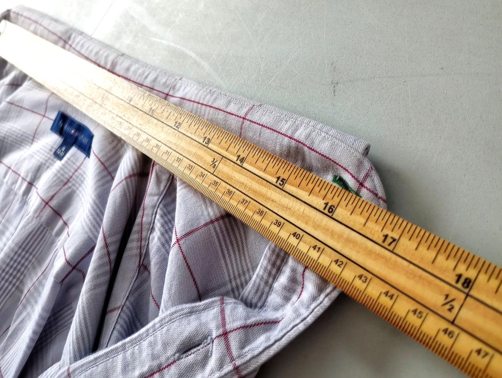 Tommy Hilfiger Shirt Men's UK Size L Beige Check Long Sleeve Pockets Slim Fit