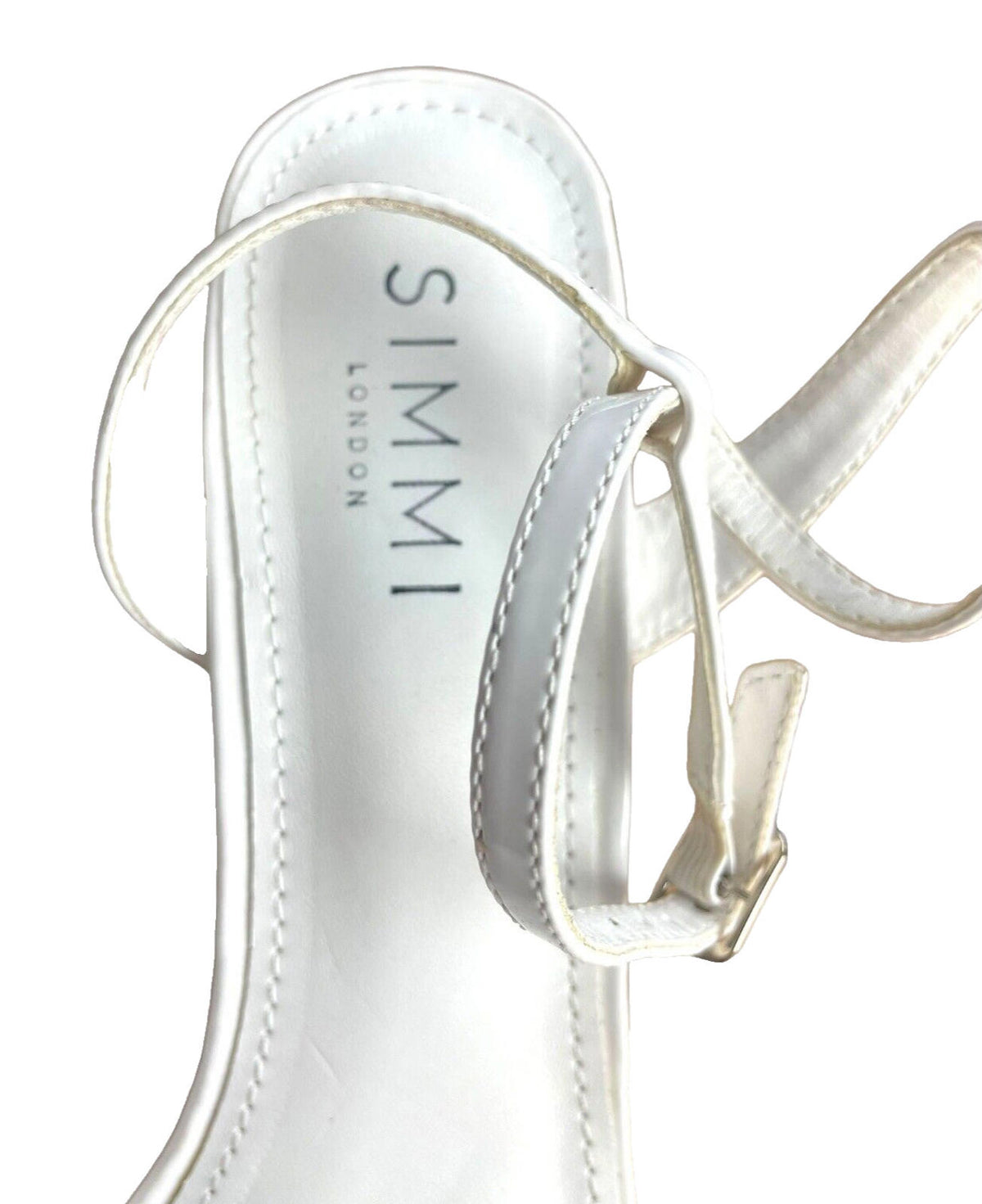 SIMMI White Simmi Platform Block Heel Sandals Women's UK Size 6 Wide Fit White Patent Shoes