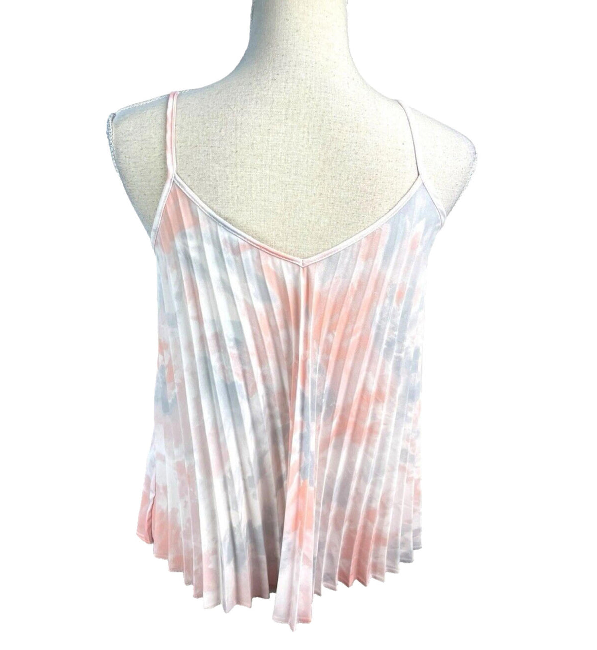New Look White New Look Pleated Tie-Dye Camisole Top Women's UK Size 12 White Pastel Chiffon