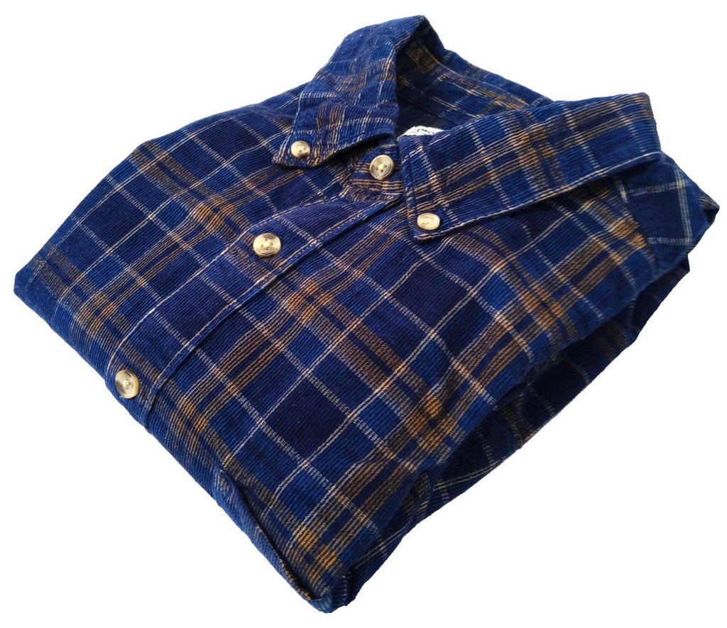 Sonoma Corduroy Shirt Men's UK Size 2XL Blue Check Pocket 100% Cotton Easy Care