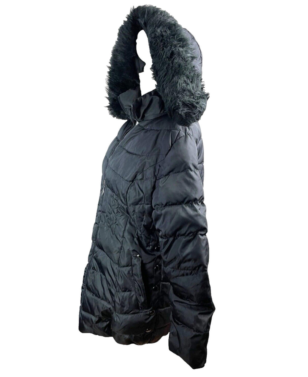 Xue Shiya Black Padded Jacket Hooded Faux Fur Trim Size 4XL Women’s UK Size 18