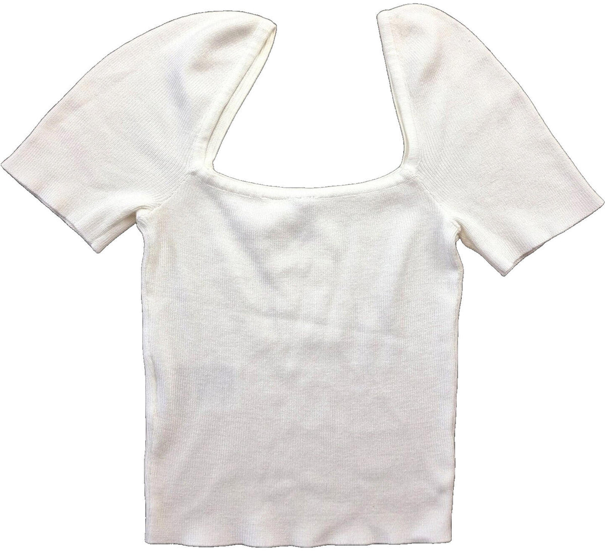 Divided by H&M White Divided Crop Top White Ribbed Blouse Women's UK Size XS