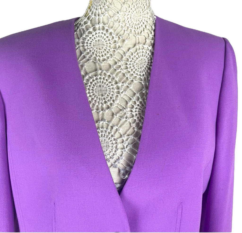 Jaques Vert Blazer Women's UK Size 12 Purple Collarless Shoulder Pads Formal