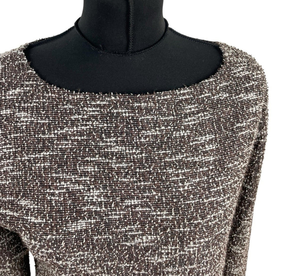 Brown Textured Mini Dress Pencil Long Sleeve Women's UK Size 16