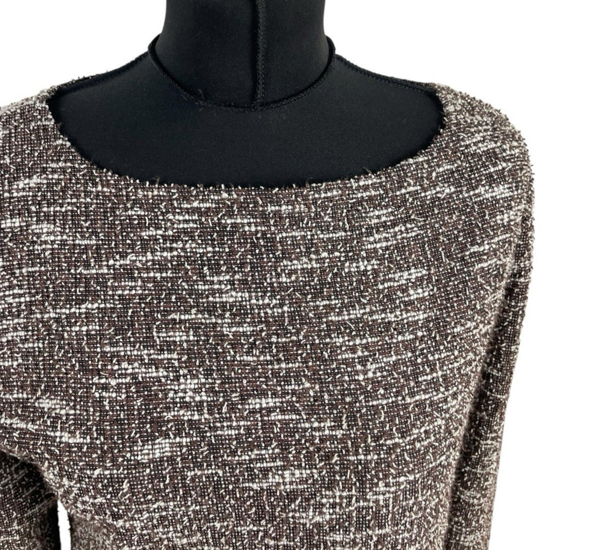Brown Textured Mini Dress Pencil Long Sleeve Women's UK Size 16