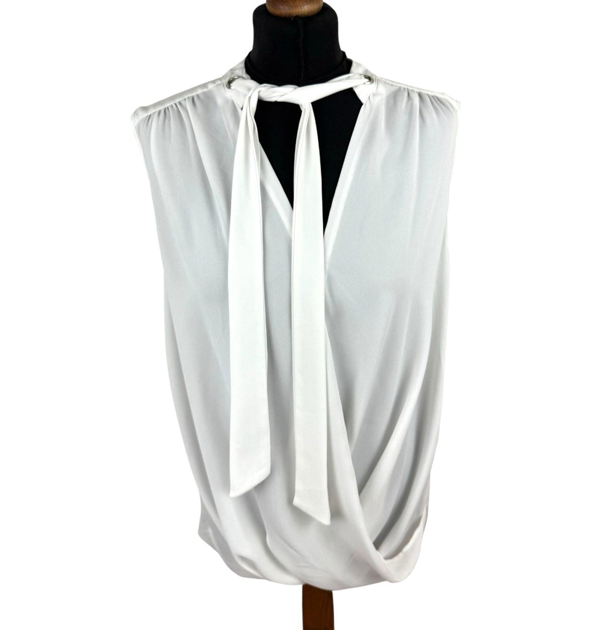 River Island White Camisole Top Tie Neck Lightweight Women's UK Size 16