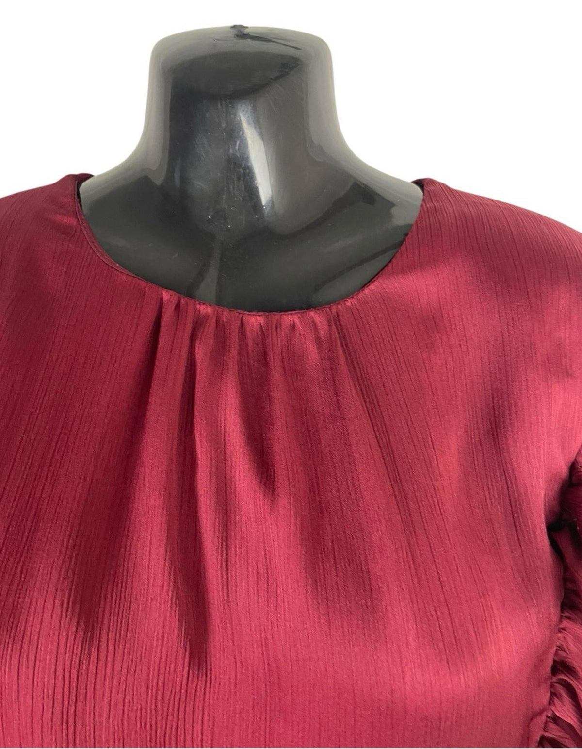 River Island Deep Red Playsuit Long Sleeve Frill Accents Women’s UK Size 12