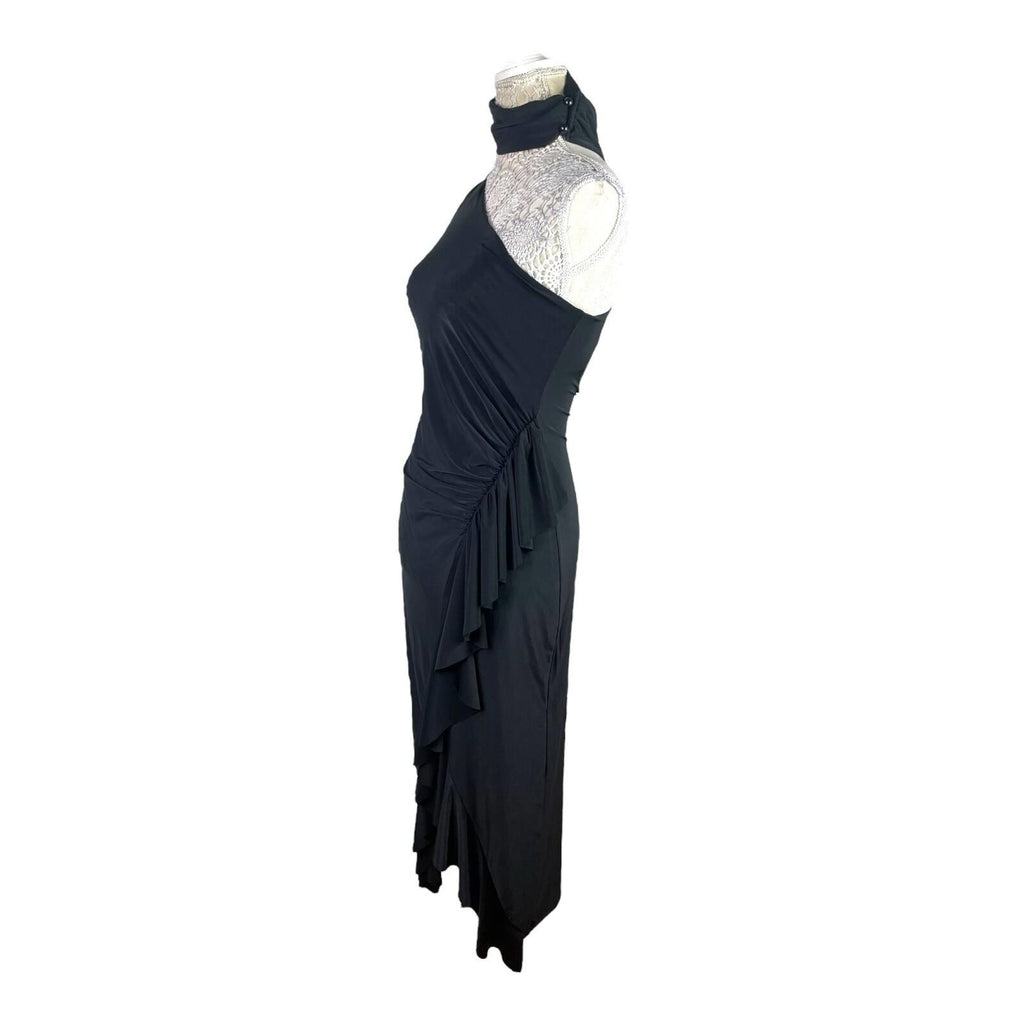 Global Black Midi Dress One Shoulder Collared Occasion Women's UK Size 8