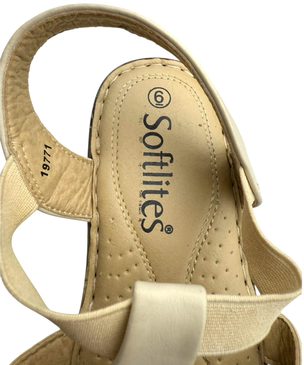 Softlites Tan Softlites Sandals Elasticated Diamante Low Heel Cushioned Gladiator Beige Gold