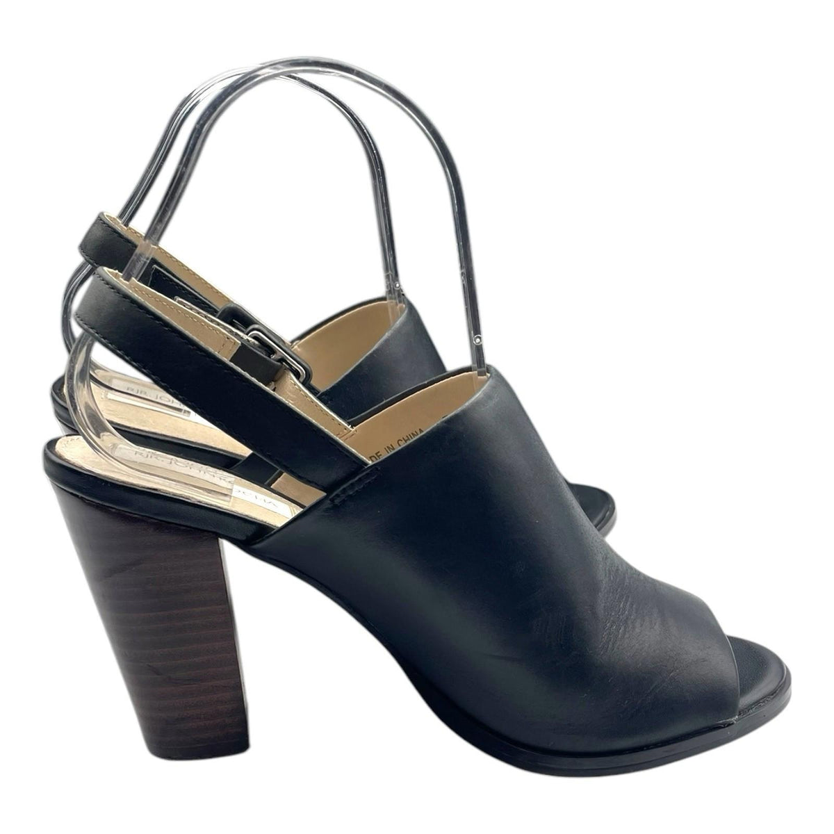 John Rocha Black RJR John Rocha Black Leather Peep Toe Block Heel Shoes Women's UK Size 5 (EU 38)