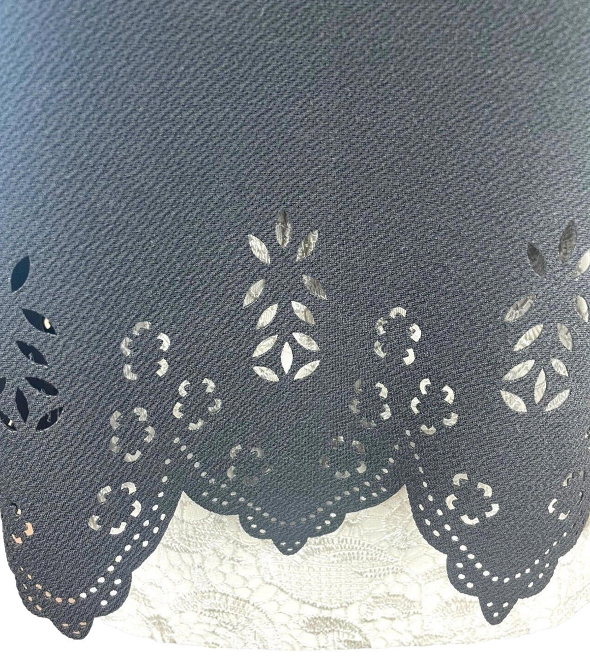 Select Black Select Crop Top Black Laser Cut Scallop Trim Women's UK Size 14