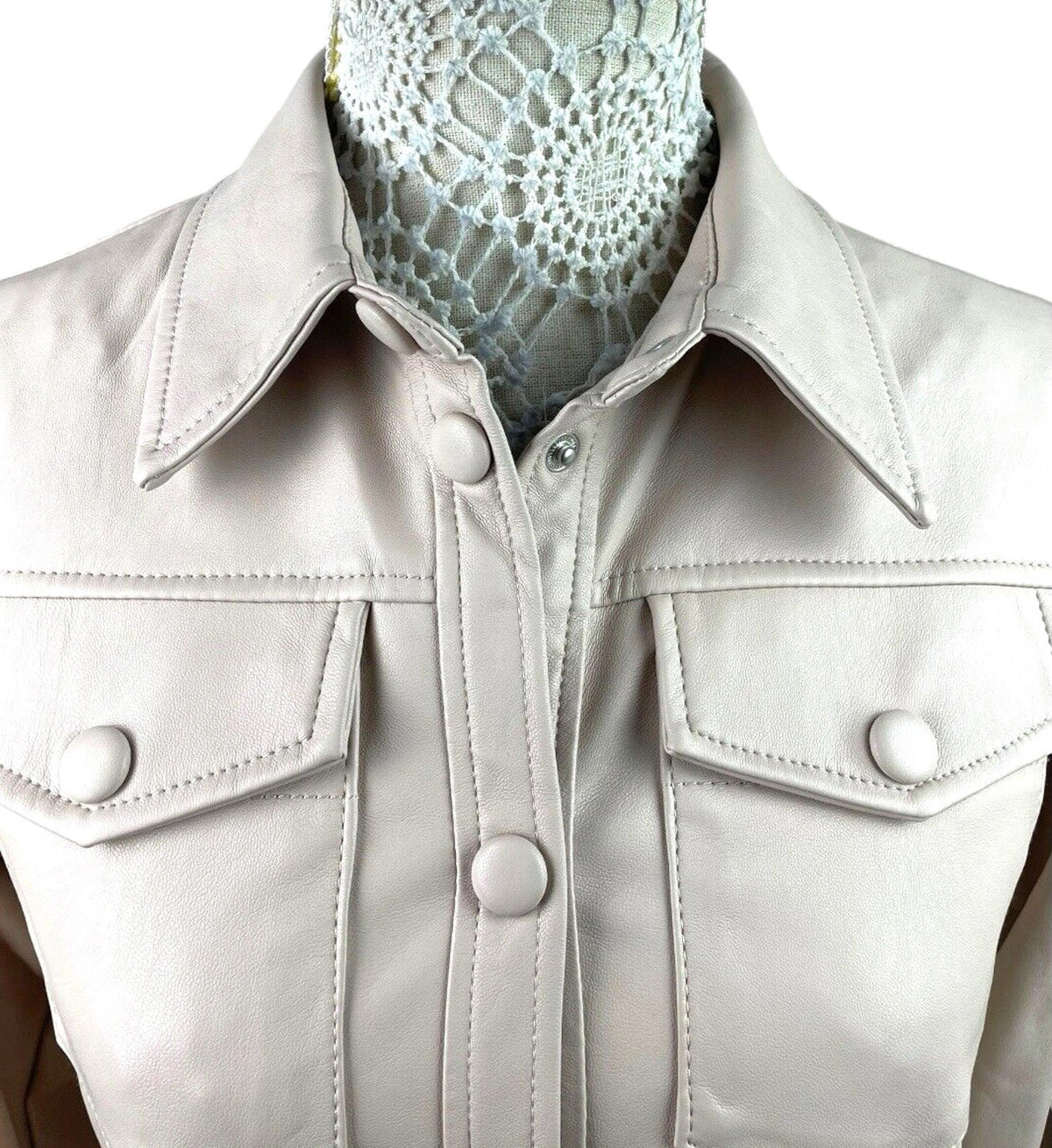 Miss Selfridge Beige Faux Leather Shirt Collared Women's UK Size 8