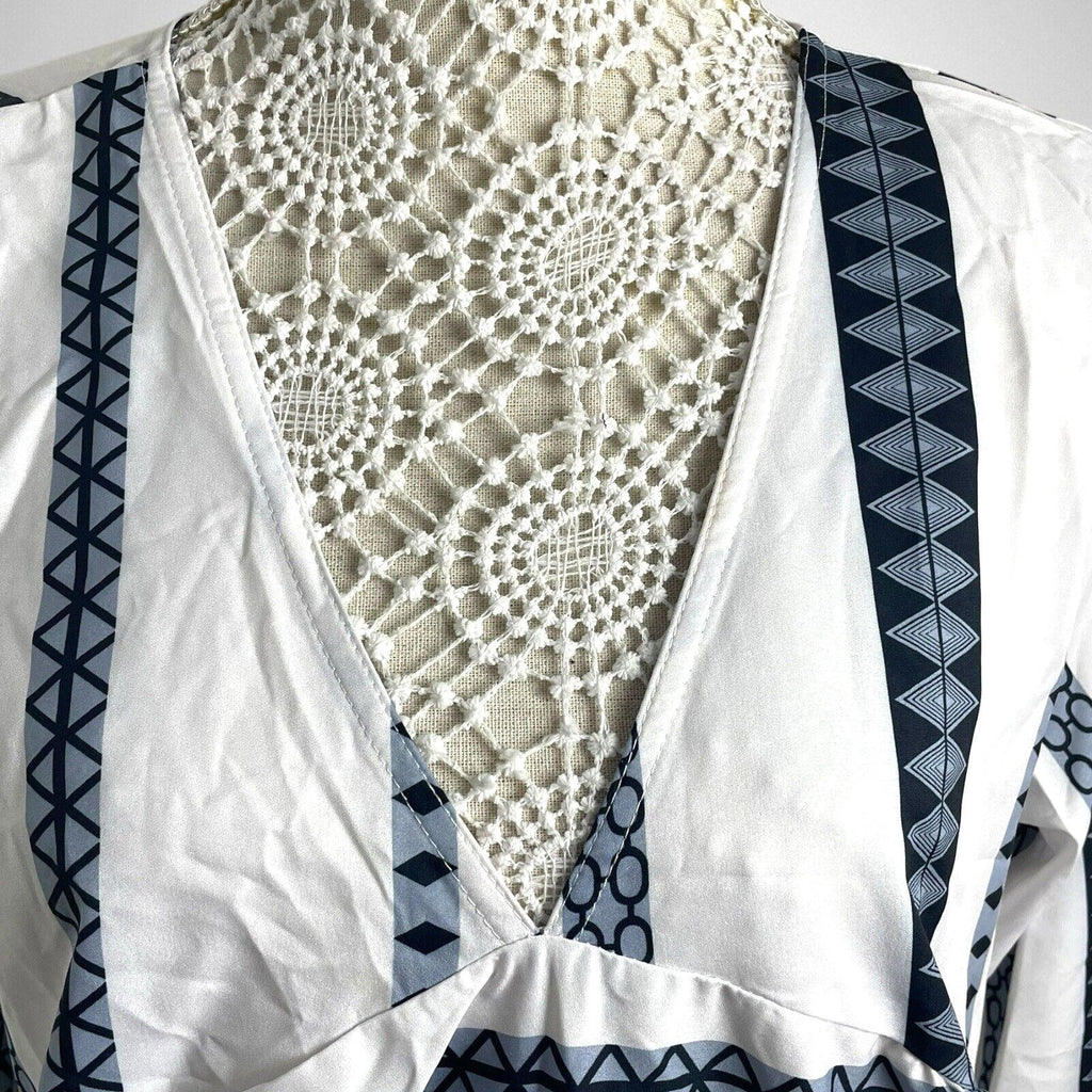 Boho Smock Dress White & Navy Stripe Summer Women’s UK Plus Size XXL (18)