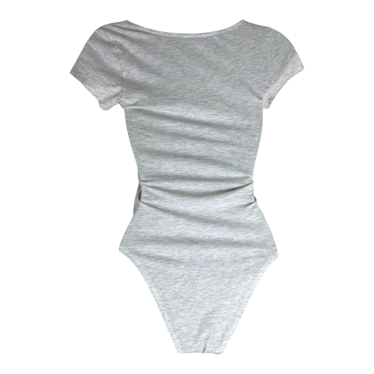 New Look Gray New Look Bodysuit Women's UK Size 6 Grey Jersey V Neck Short Sleeve Snap Summer