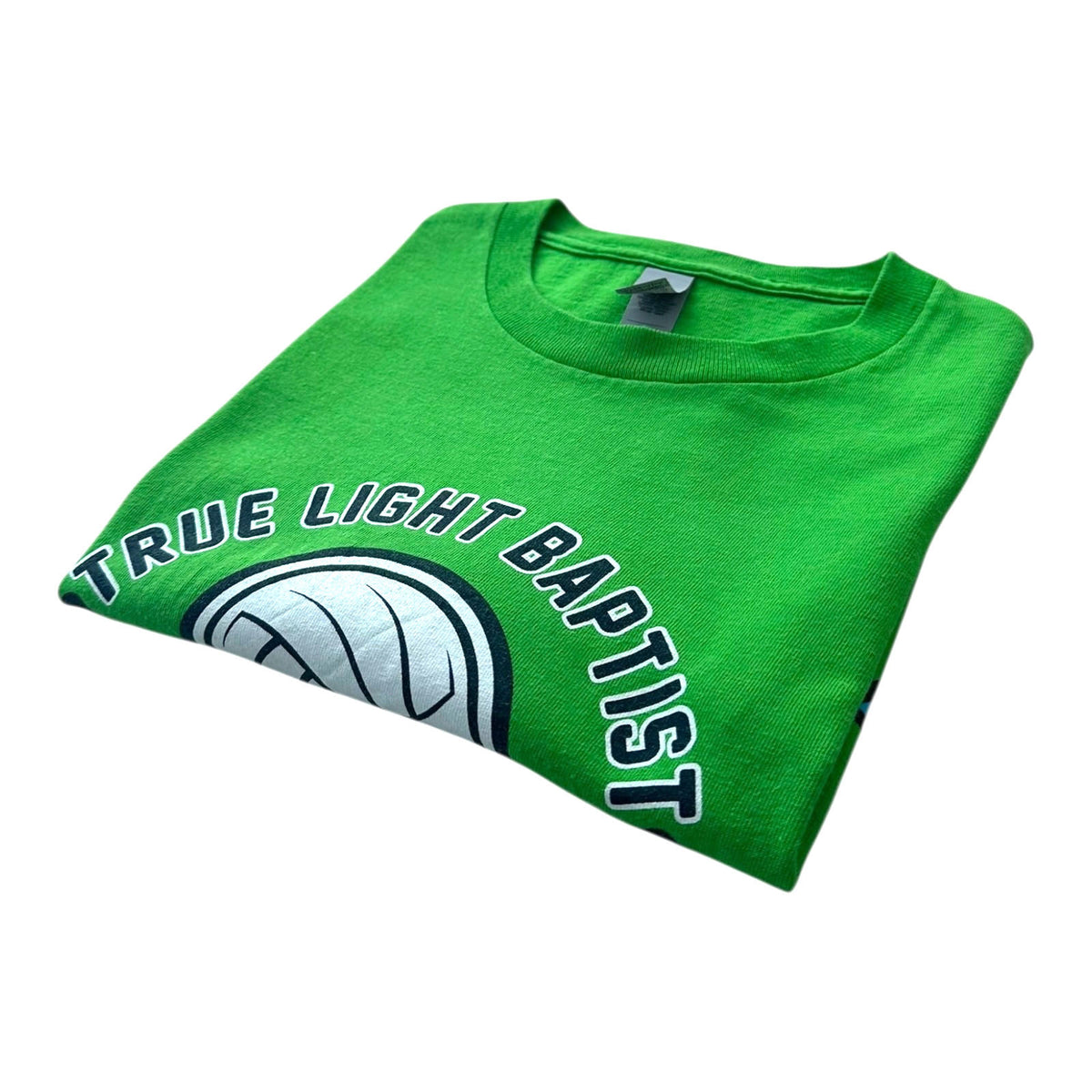 Gildan Green VolleyBall T-Shirt Women's UK Size M Green True Light Baptist Church Crew Neck