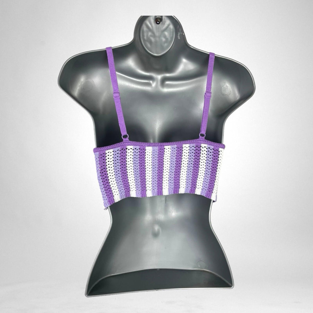 Divided Crop Top Purple Stripe Knit Women's UK Size XS