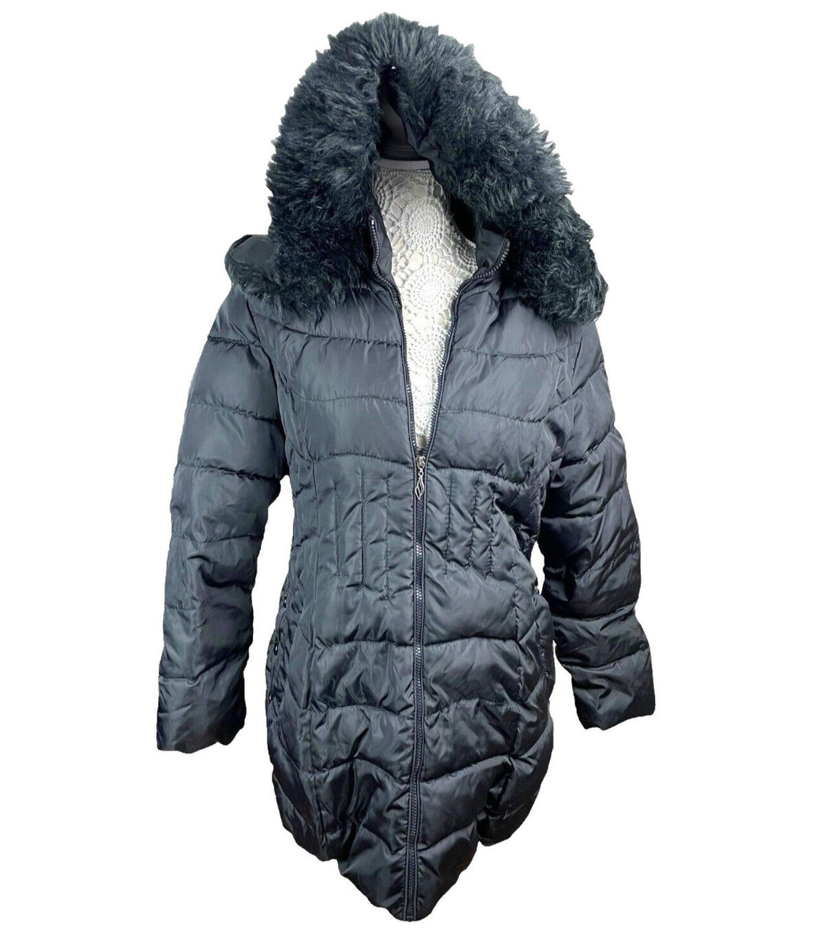 Xue Shiya Black Padded Jacket Hooded Faux Fur Trim Size 4XL Women’s UK Size 18