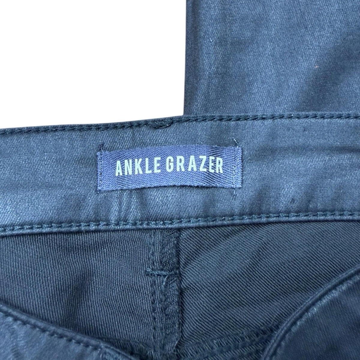 Marks & Spencer Black Faux Leather Jeans Ankle Grazer Matte Women's UK Size 8