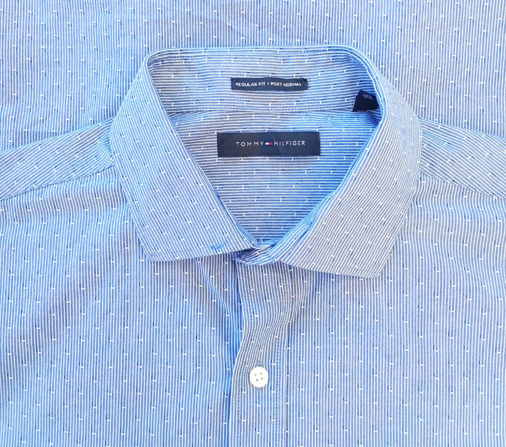 Tommy Hilfiger Shirt Men's UK Size L Blue Geometric Long Sleeve Pockets