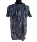 Next Navy Blouse High Neck Striped Lightweight Women's UK Size 12