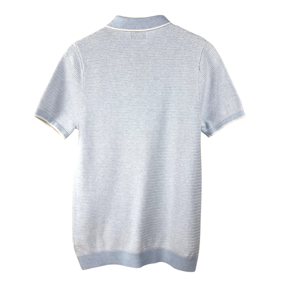 Next LightBlue Next Knit Polo Shirt Men's UK Size S Textured Sky Blue Short Sleeve 100% Cotton