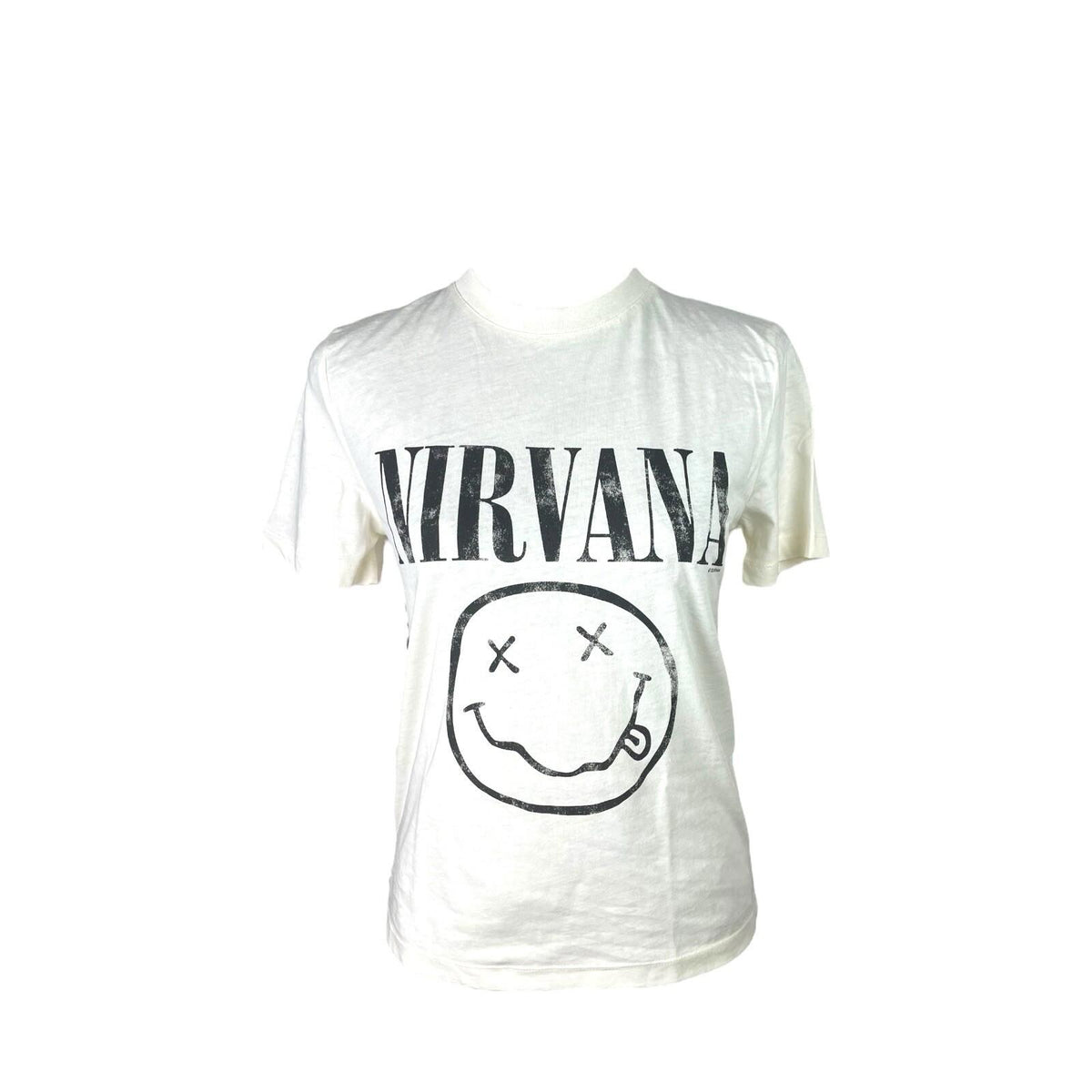H&M White H&M White Nirvana Printed T-Shirt Loose Fit Women's UK Size XS