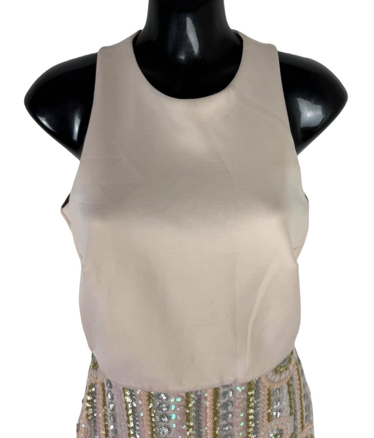 ASOS Beige ASOS Sequin Party Dress Women's UK Size 8 Knee Length Sleeveless Lined Pastel