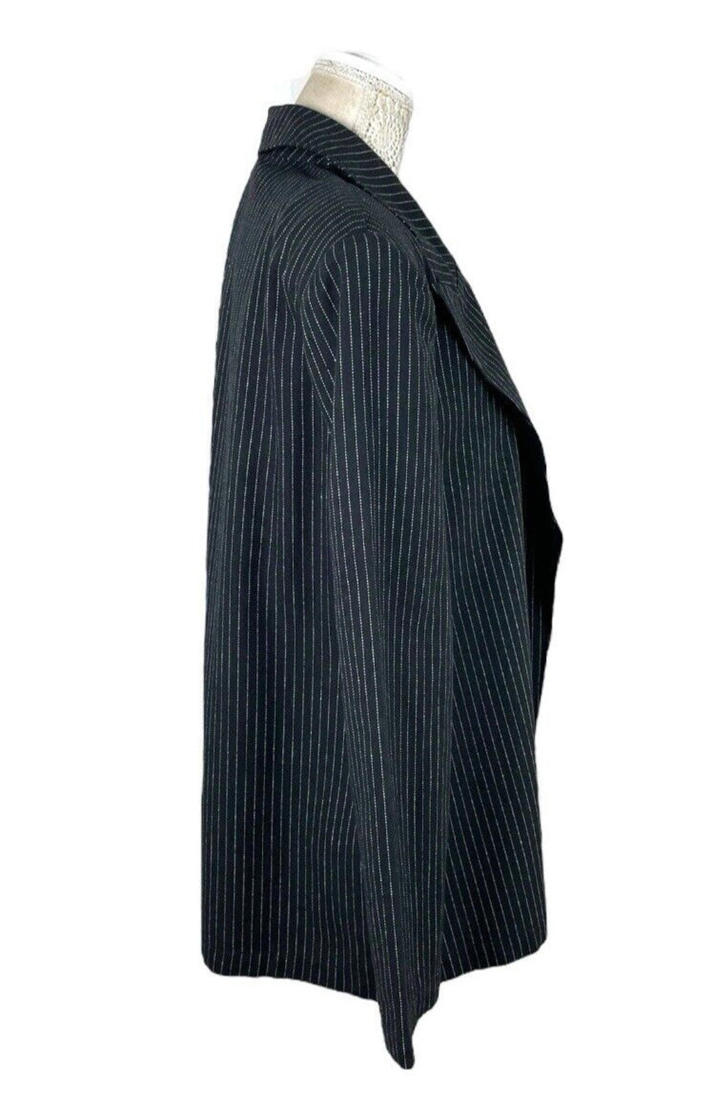Pretty Little Thing Blazer Jacket Black Stripe Shoulder Pads Women's UK Size 14