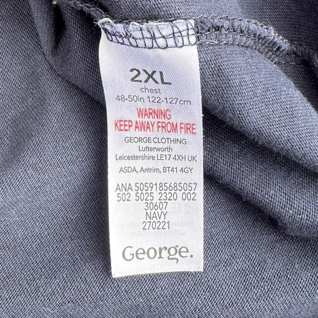 George T-Shirt Men's UK Size 2XL Navy Blue Short Sleeve Crew Neck 100% Cotton