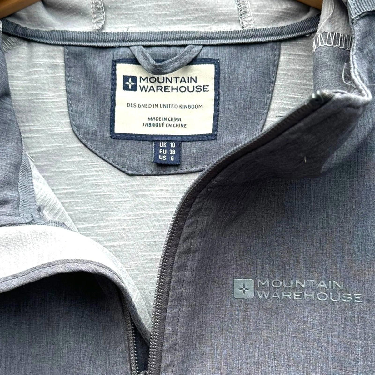 Mountain Warehouse Jacket Women's UK Size 10 Grey Hooded Pockets Soft Shell Coat