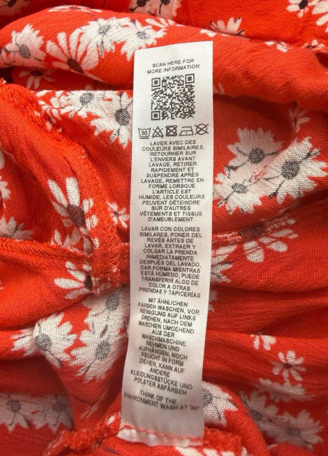 ASOS Red ASOS Square Neck Crinkle Smock Top Women's UK Size 8 Red Floral Elasticated Cuff