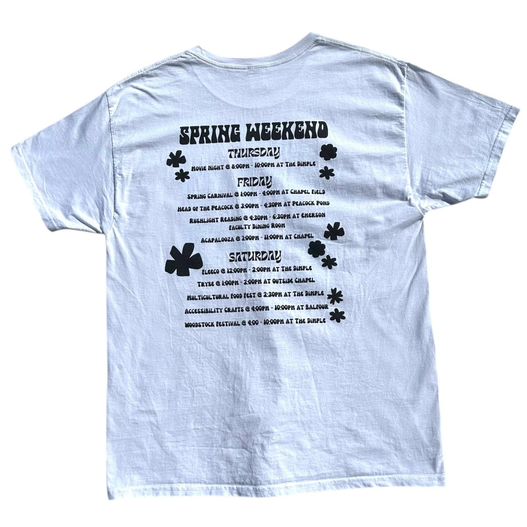 Hanes White Spring Weekend T-Shirt Women's UK Size L White Graphic Print USA Wheaton College