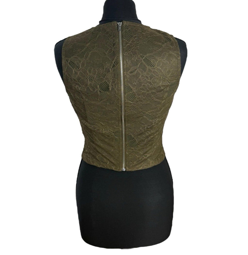 Pretty Little Thing Brown Lace Crop top Women's UK Size 8