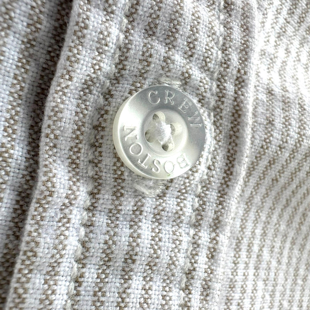 Boston Crew Shirt Men's UK Size XL White & Beige Stripe Casual Short Sleeve