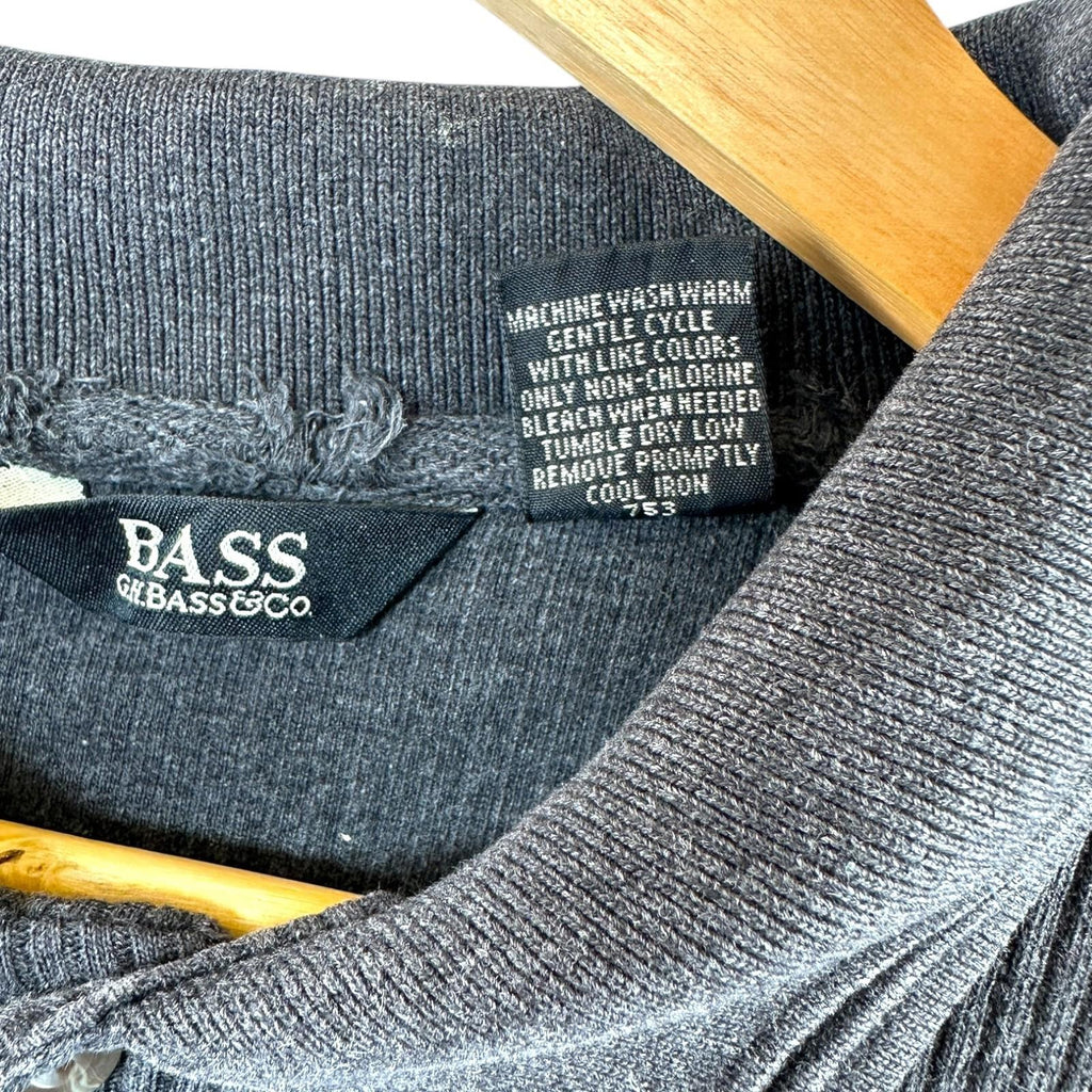 G.H.BASS&CO Polo Jumper Men's UK Size M Grey 100% Cotton Long Sleeve Ribbed