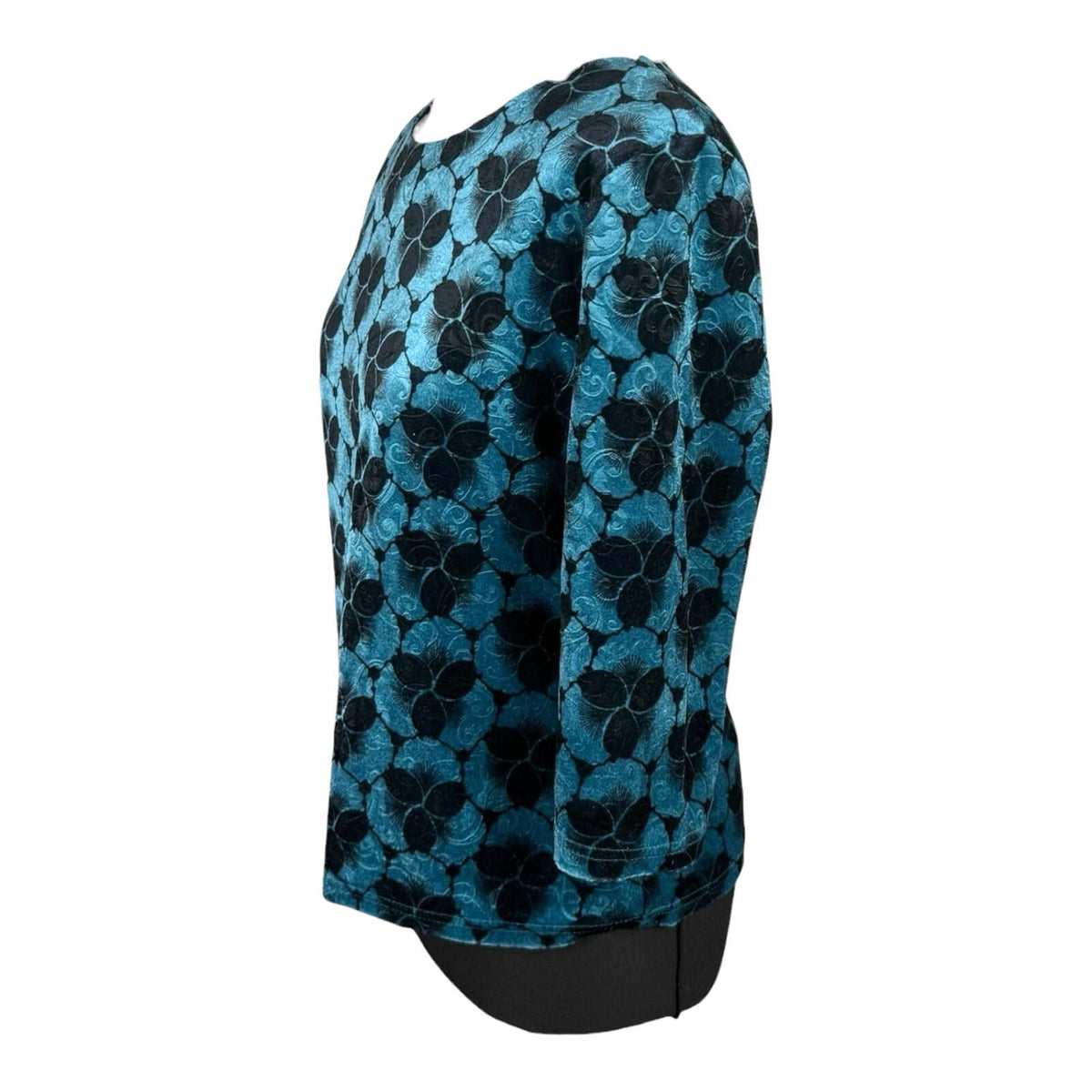 Honor Milburn Black Honor Milburn Velour Top Women's UK Size 12 Floral Velour Blue Black