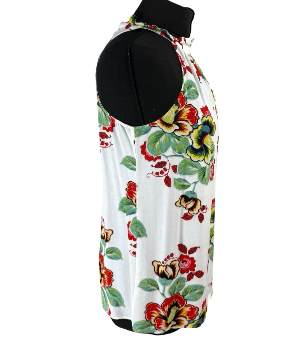 Warehouse Sleeveless Blouse Floral Women's UK Size 10 White Multicolour