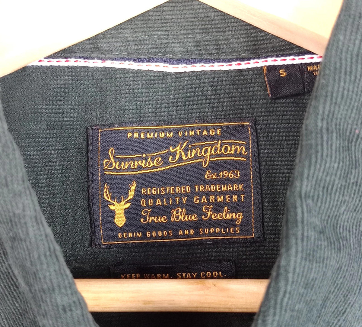 Sunrise Kingdom Corduroy Shirt Men's UK Size S Black Long Sleeve Pocket