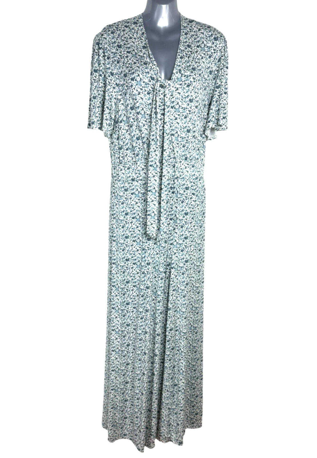 Crystal Kobe Floral Jumpsuit Womens UK Size S Wide Leg Short Sleeve White Blue