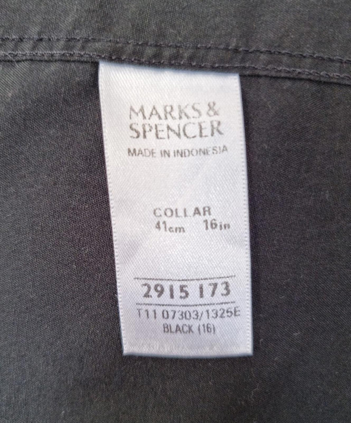 Marks & Spencer Shirt Black Men's 42" - 44" Chest 16" Collar Long Sleeve