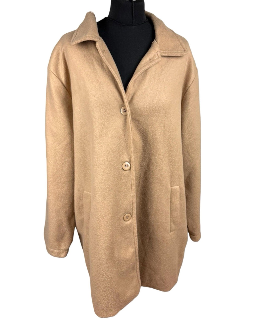 Neuville Wool Effect Jacket Women’s UK Size 22 Mid Length Collared Tan