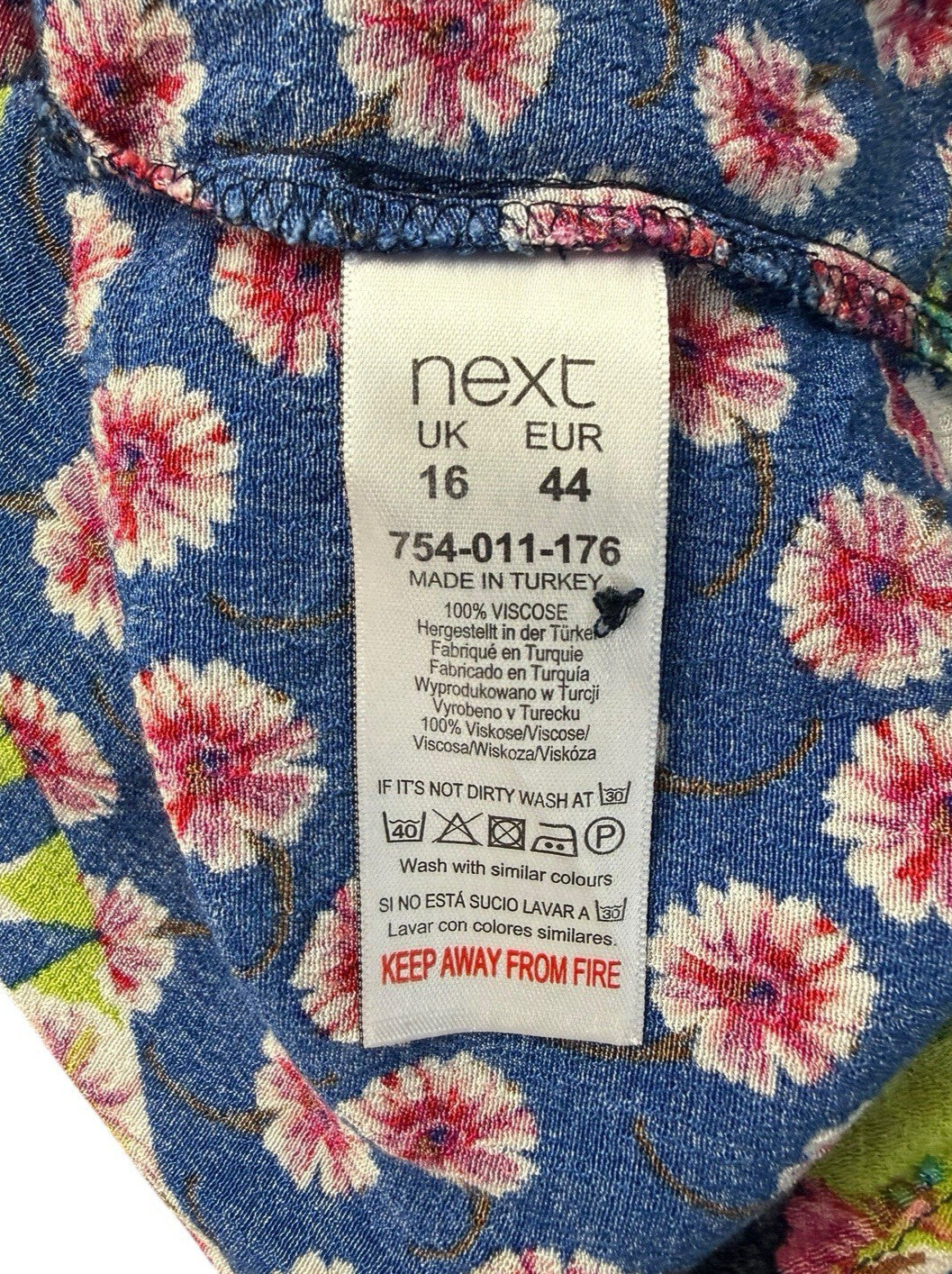 Next Floral Patchwork Shift Dress Women’s UK Size 16 Mini Lightweight 3/4 Sleeve