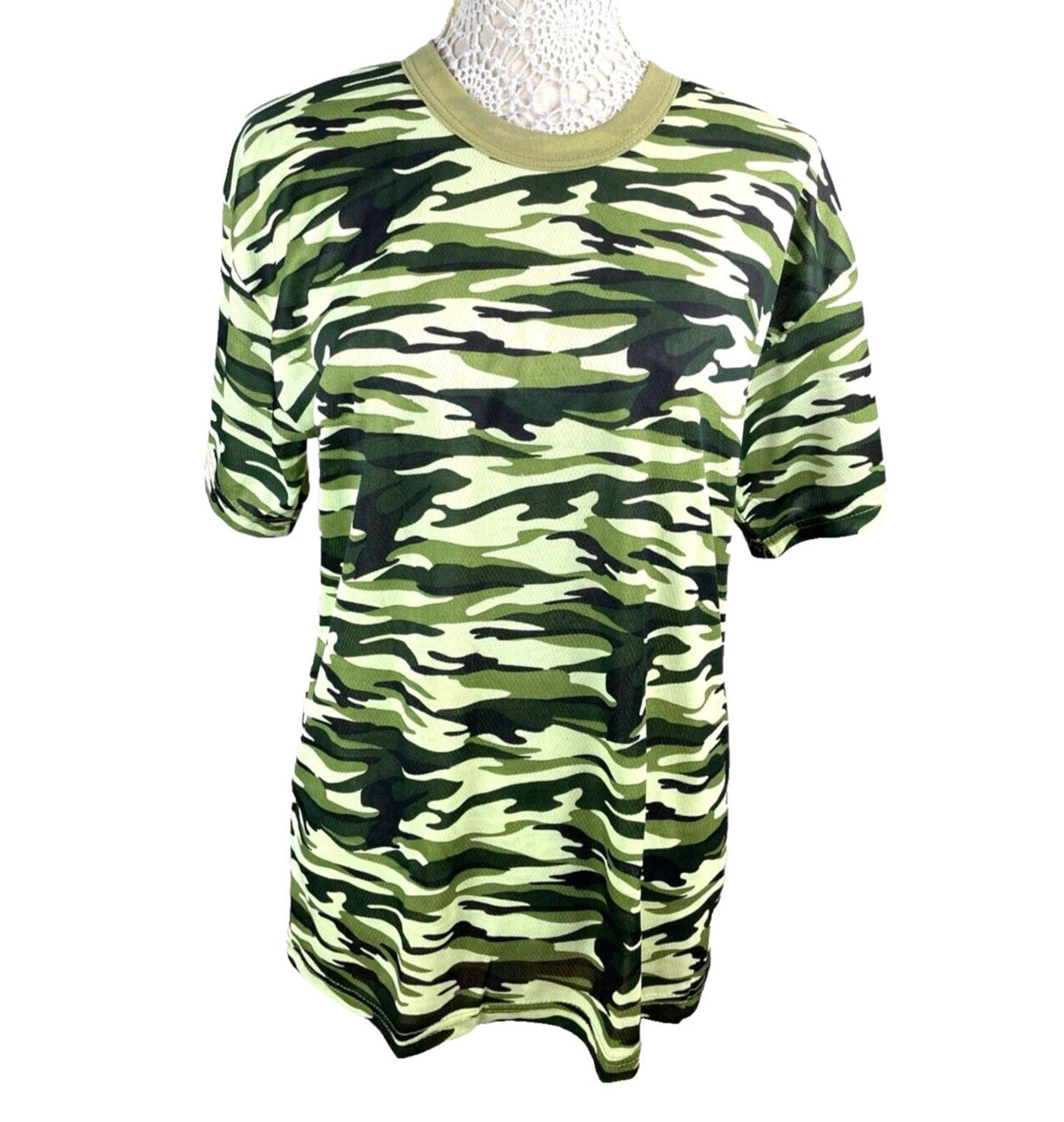 Khaki Camo Active Wear T-shirt Breathable Women's UK Size M (10-12)
