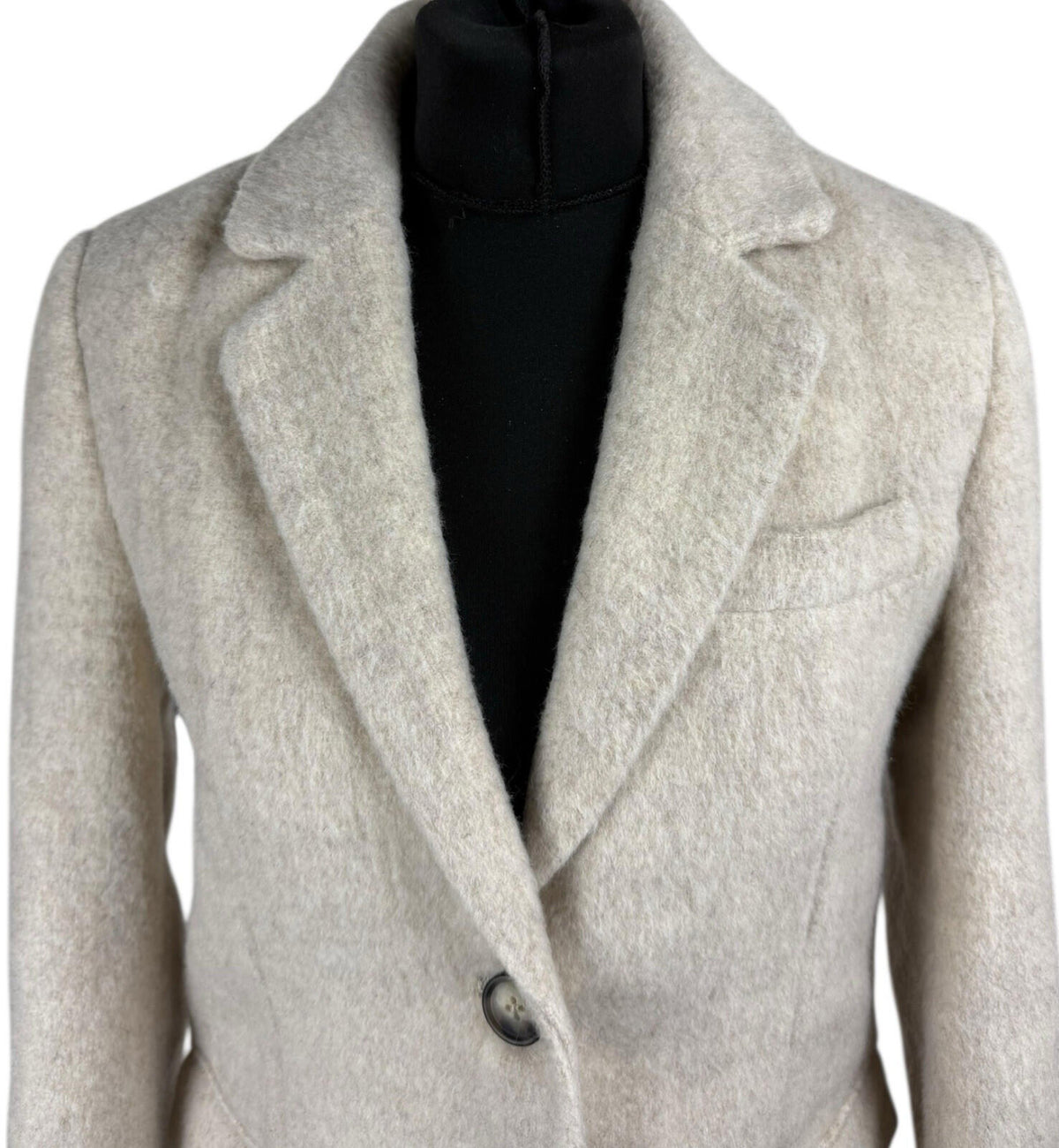 Stradivarius Wool Blazer Jacket Women’s UK Size XS Relaxed Fit Beige