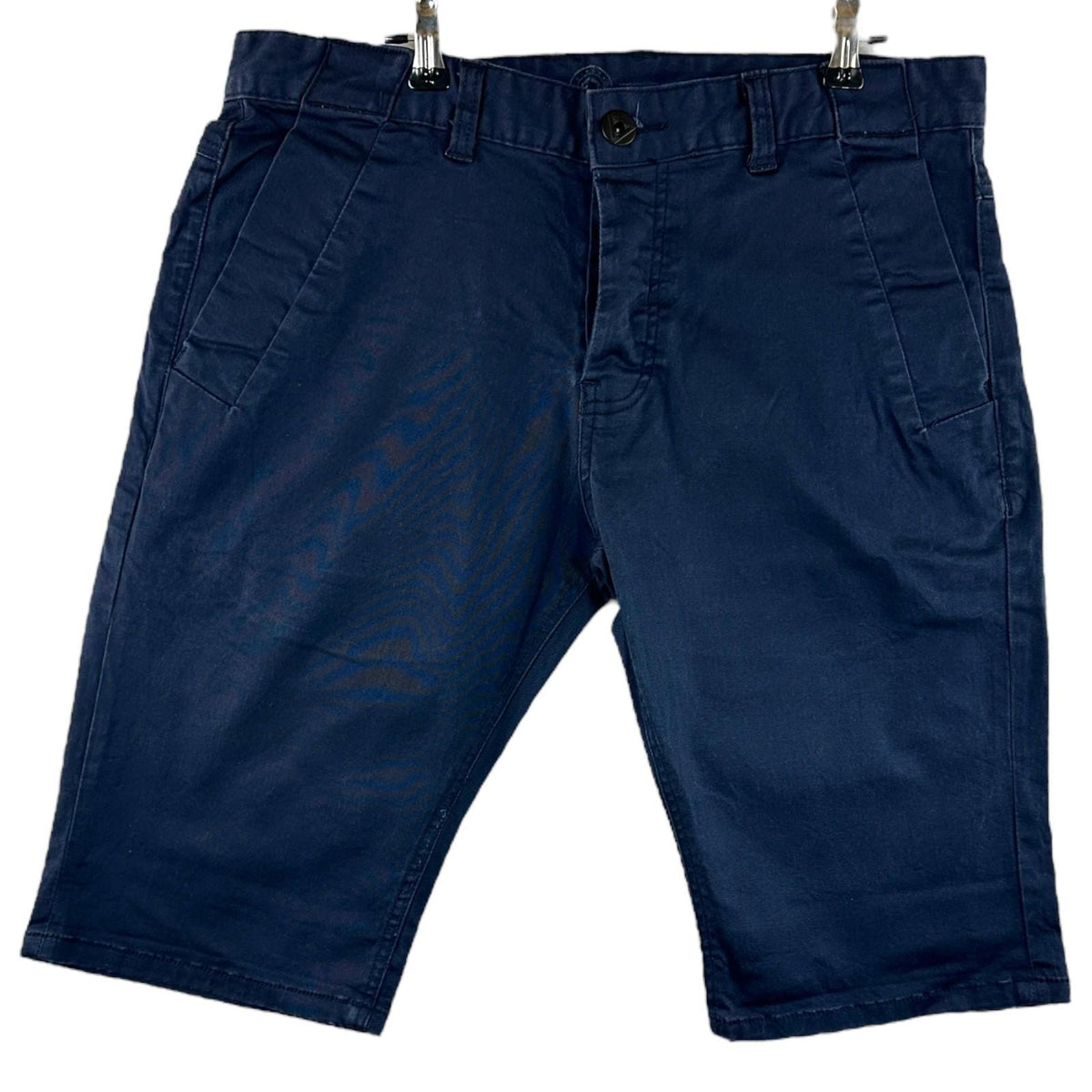 EJ Denim Shorts Men's UK Size 34 W Navy Blue Embroidered Logo Denim Button Up