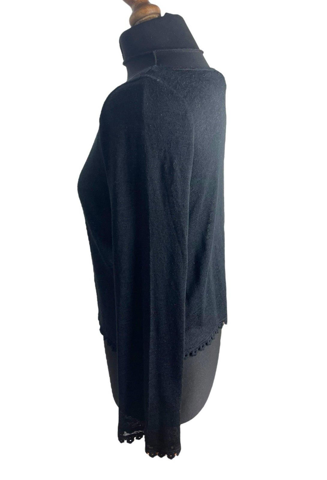 Divided Black Long Sleeve Blouse Top Frilled Hem Women's UK Size S