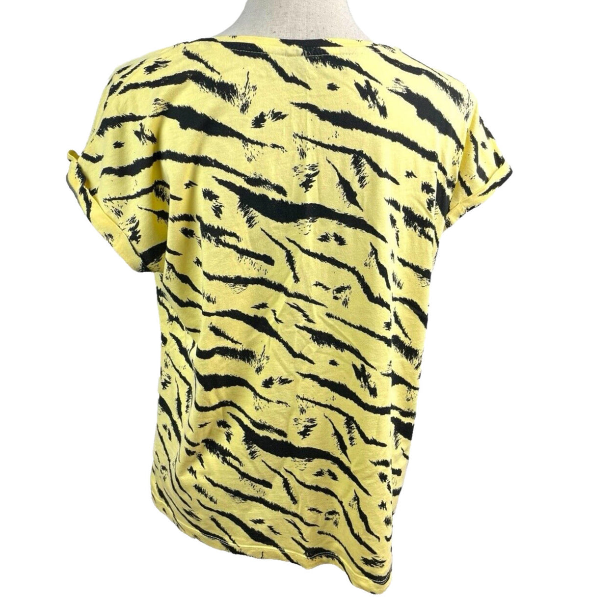 Dorothy Perkins Yellow Animal Print T-shirt 100% Cotton Women’s UK Size 16