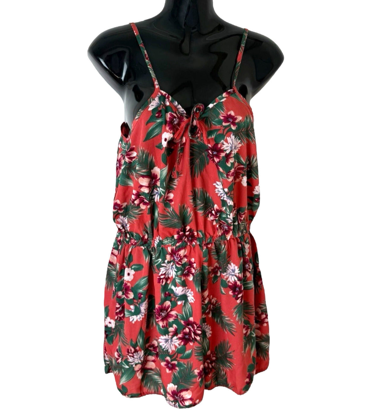 Studio Playsuit Women’s UK Size 12 Summer Red Floral Print Spaghetti Straps