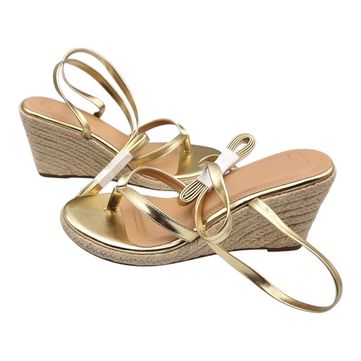 JustFab Gold JUSTFAB Ambretta Wrap Wedge Sandals Shoes Gold Women's UK Size 9